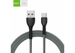 GOLF textilní datový kabel USB-C 1m, 3A,  šedý