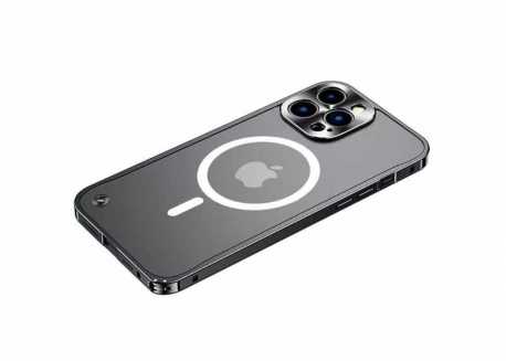 Kovový magnetický Magsafe kryt na Apple iPhone 15 Pro Max, černý