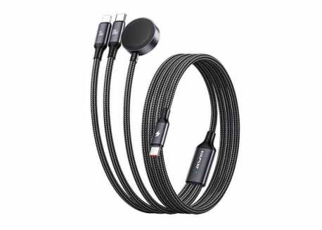 Nabíjecí kabel 3v1 Awei W23, 2×USB-C, 5A, 2m, černá