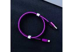 Mikro USB-B kabel 1m, textil fialová